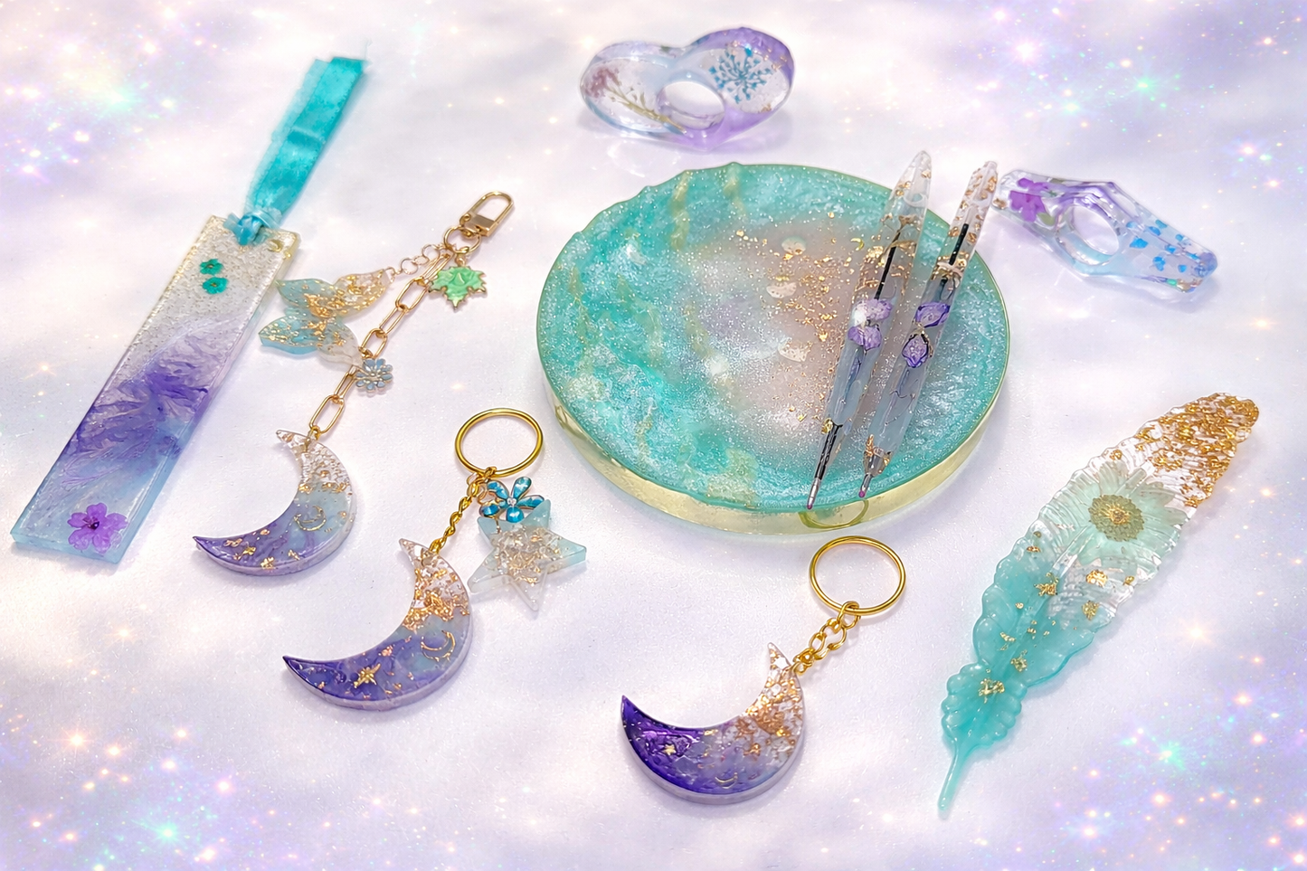 Mystic Waters Moon & Butterfly Keychain Set
