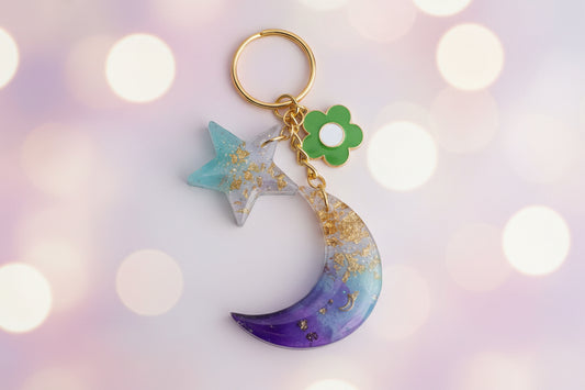 Mystic Waters Moon & Star Keychain Set