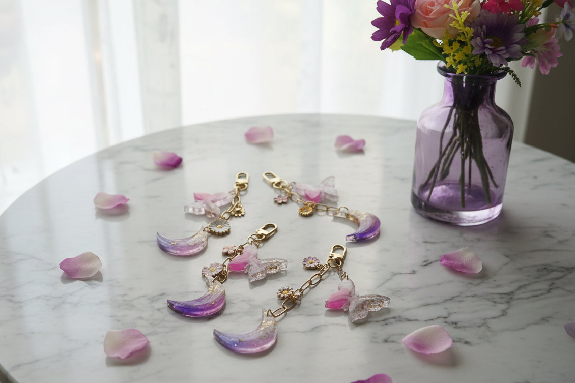 Sacred Embrace Moon & Butterfly Keychain Set