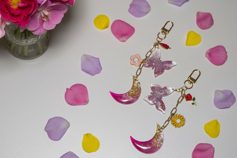 Crowned Serenity Moon & Butterfly Keychain