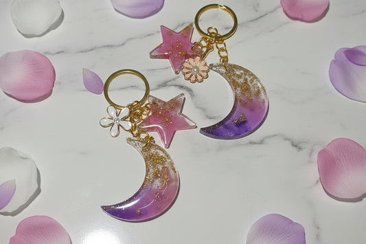 Sacred Embrace - Moon & Star Keychain Set