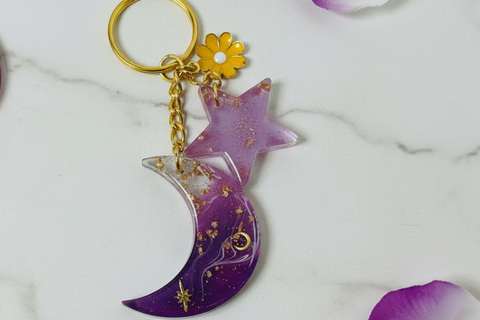 Crowned Serenity Moon & Star Keychain
