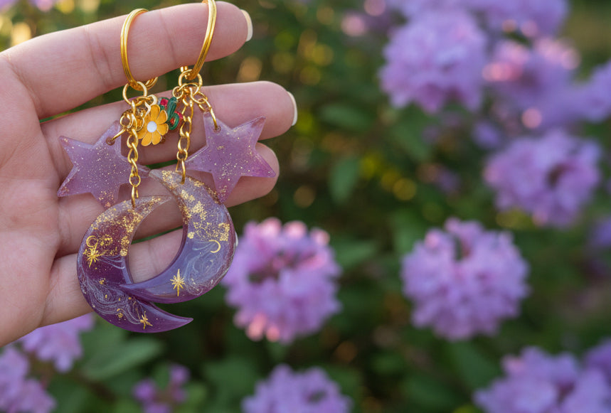 Crowned Serenity Moon & Star Keychain