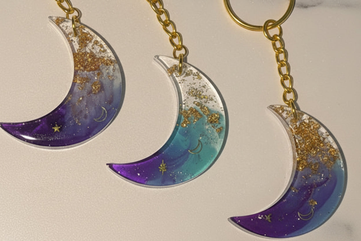 Mystic Waters Moon Keychain