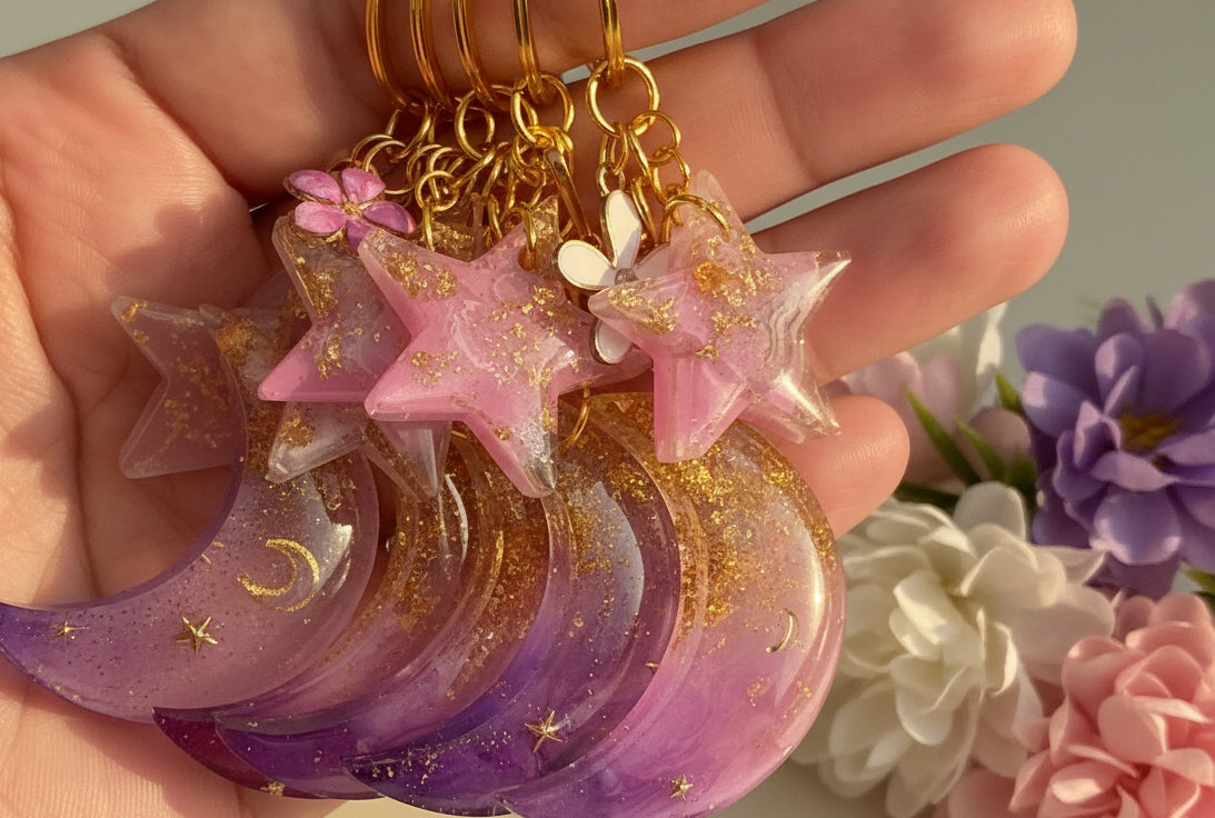 Sacred Embrace - Moon & Star Keychain Set