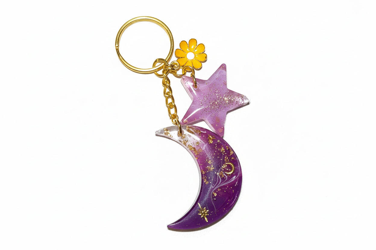 Crowned Serenity Moon & Star Keychain