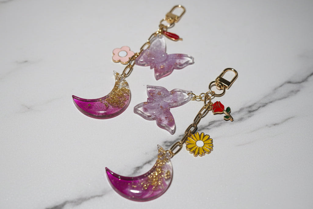 Crowned Serenity Moon & Butterfly Keychain